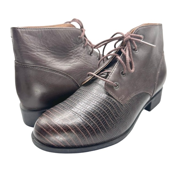 Ariat | Women | Bancroft Lizard Skin Emboss Leather Lace Up Ankle Booties | 7 B - Picture 1 of 16